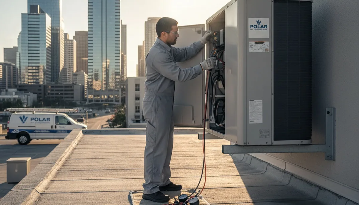 Technician fixing residential air conditioner in North Miami Beach FL for expert AC repair service