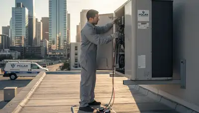 Technician fixing residential air conditioner in North Miami Beach FL for expert AC repair service