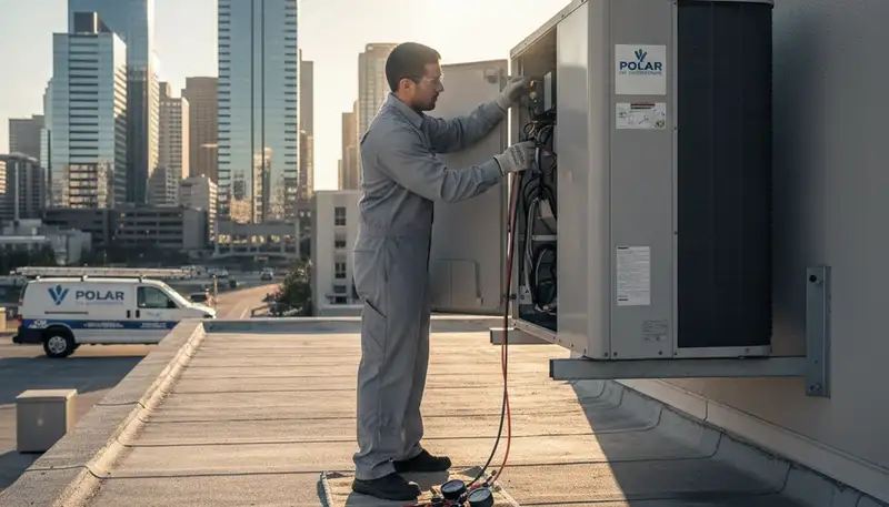 Technician fixing residential air conditioner in North Miami Beach FL for expert AC repair service