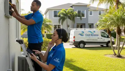 Professional AC repair technician servicing air conditioner in North Miami Beach FL