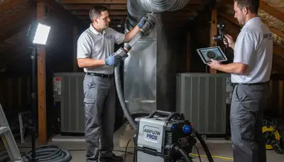 Technician cleaning air ducts for improved airflow in North Miami Beach FL home