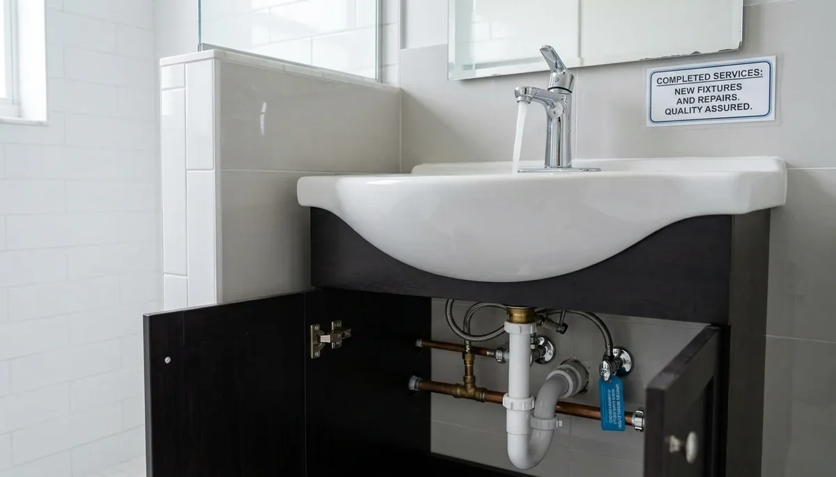 Completed plumbing repair showing clean fixtures and leak-free pipes in North Miami Beach FL home