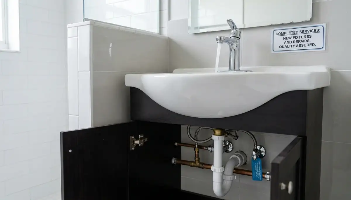 Completed plumbing repair showing clean fixtures and leak-free pipes in North Miami Beach FL home